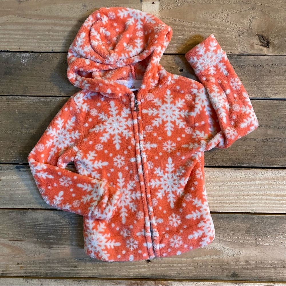 Fleece Zip-up Hoodie size 3T Coral+white